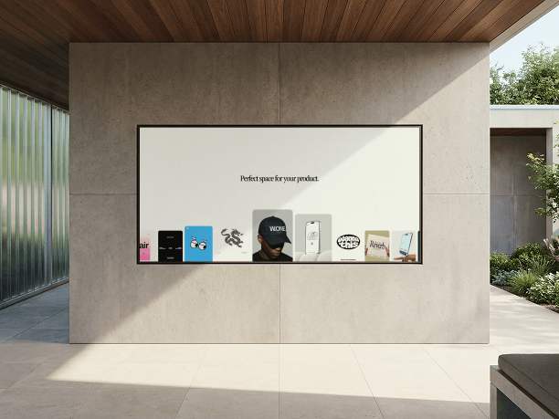 interior billboard mockup on a concrete wall