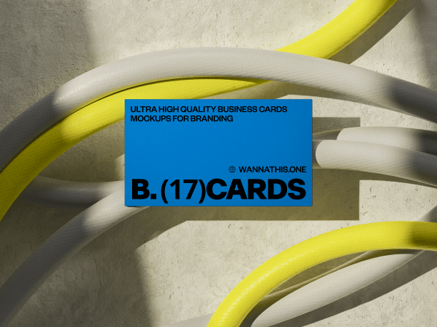 business card mockup with yellow wires