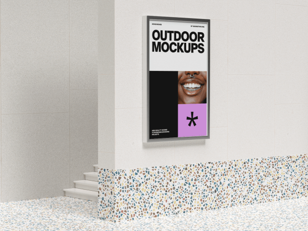 outdoor billboard mockup on a white wall