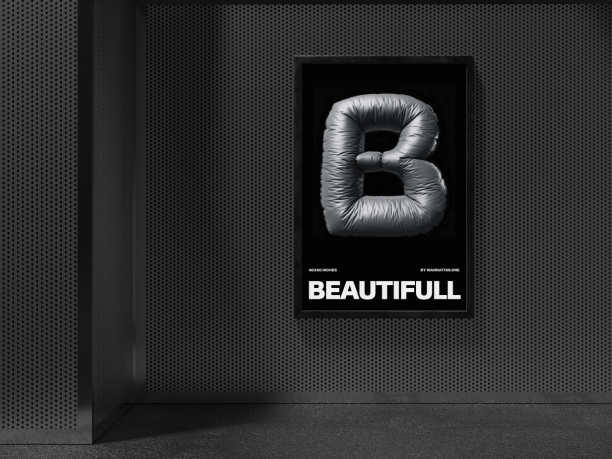 free outdoor billboard mockup on a black grid