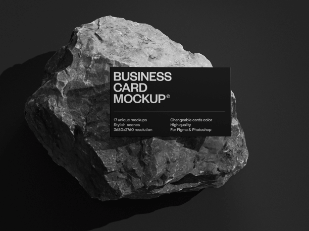 business card mockup on stone