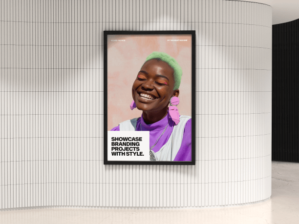outdoor billboard mockup on a curvy wall