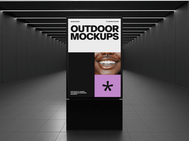 outdoor billboard mockup in the aisle
