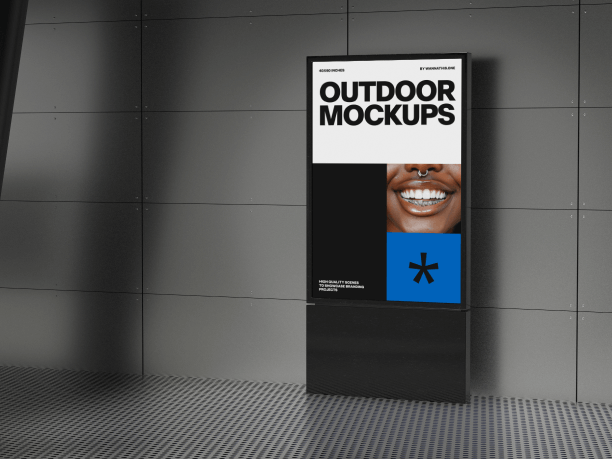 outdoor billboard mockup in front of the wall