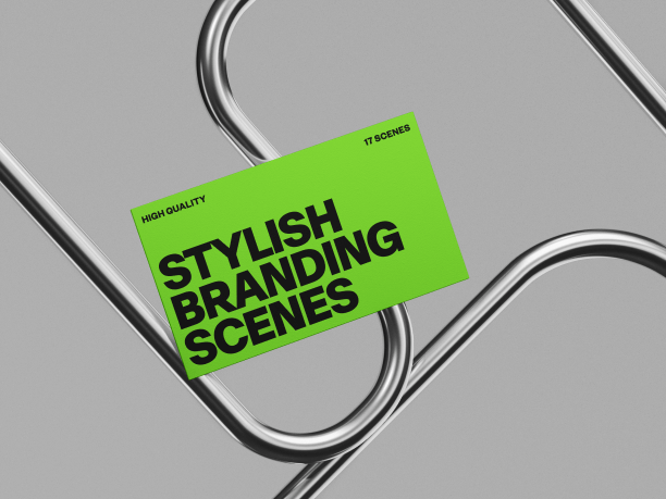 business card mockup with metallic spline