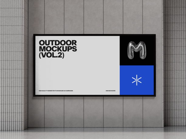 billboard mockup on grey wall