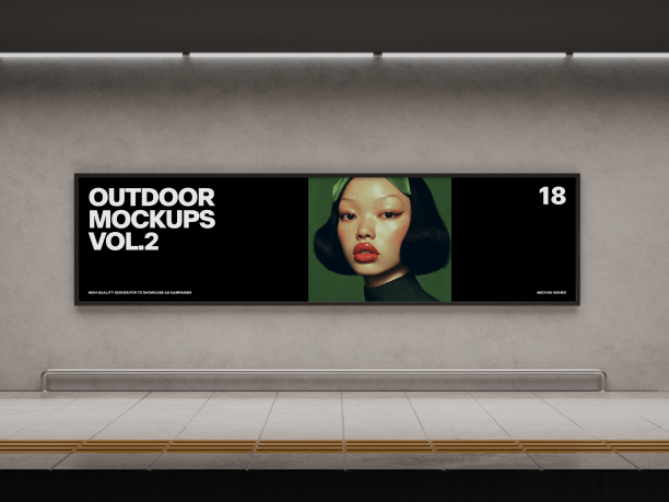 billboard mockup at the metro station