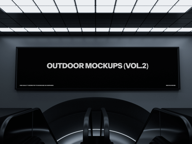 billboard mockup above the escalator