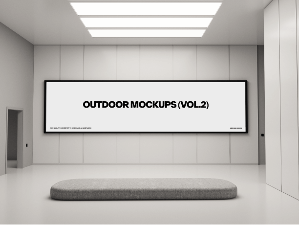 billboard mockup in the large lobby