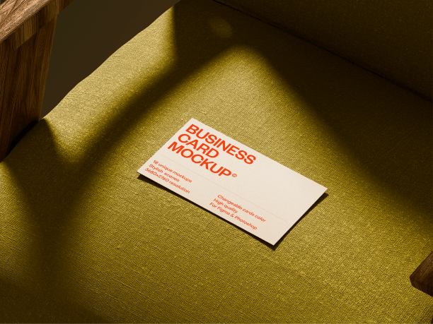 business card mockup on green chair