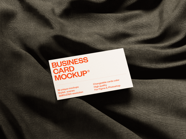 business card mockup on the bedspread