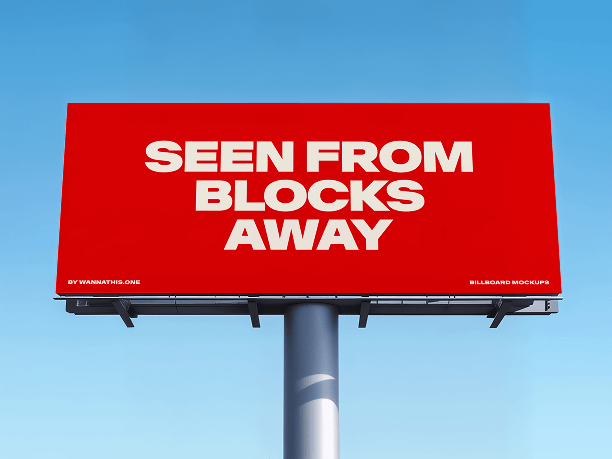 raised billboard mockup with clear sky