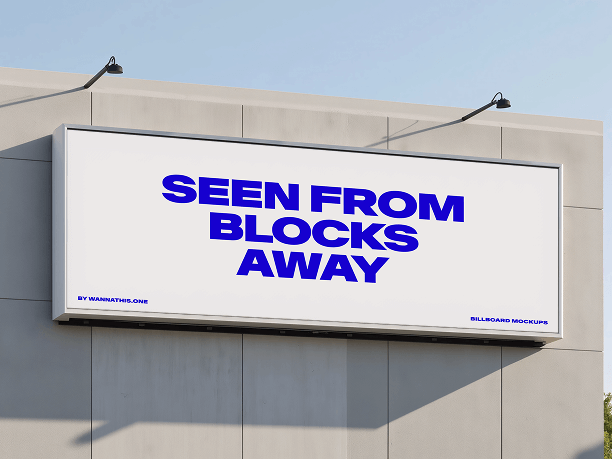 wall billboard mockup on clean modern facade