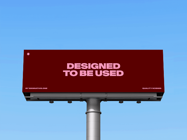 high pole billboard mockup with clear sky