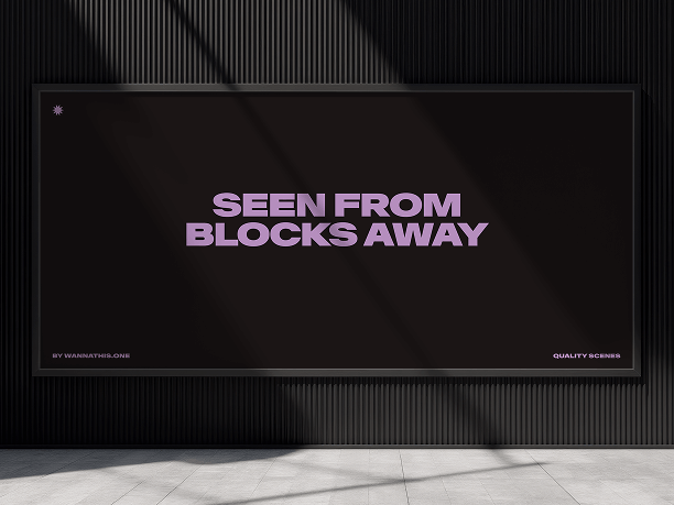 billboard mockup on dark urban wall