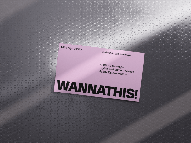 free business card mockup on metallic surface