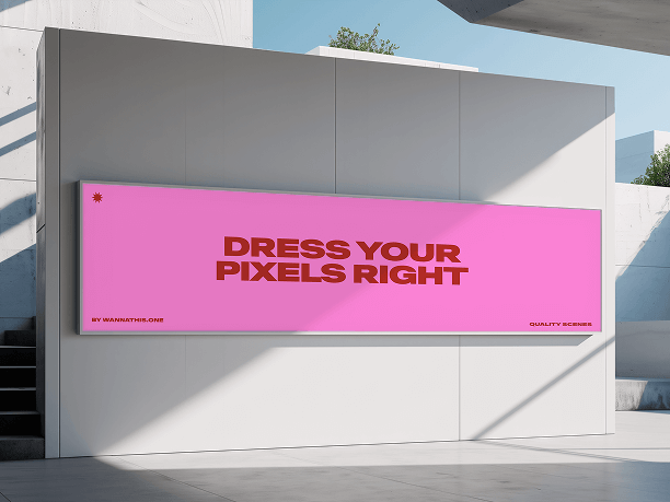 angled billboard on modern wall surface