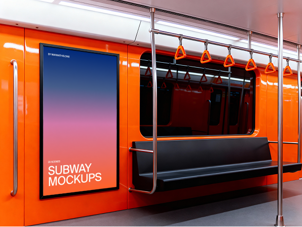 subway billboard mockup inside metro train