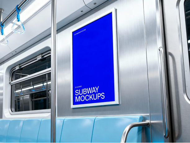 metro interior billboard mockup on side panel