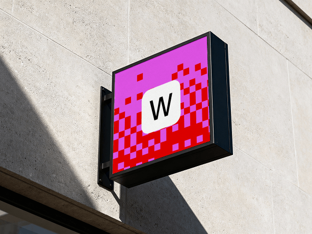 outdoor wall sign mockup on building exterior
