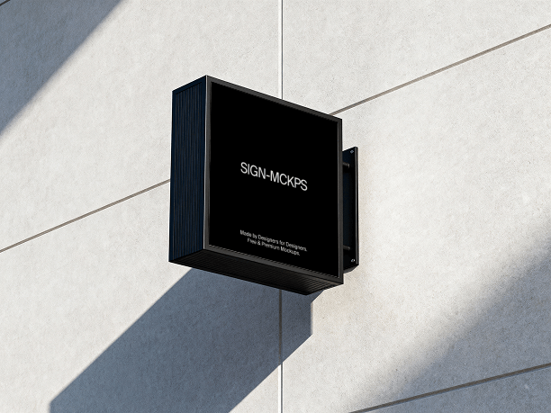 square outdoor wall sign mockup