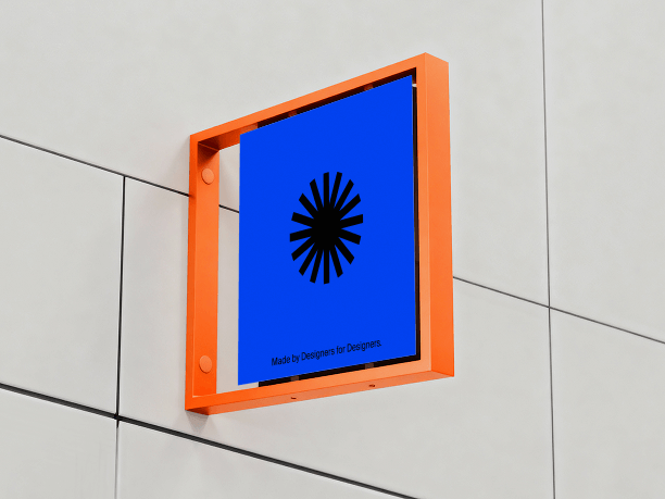 square urban wall sign mockup