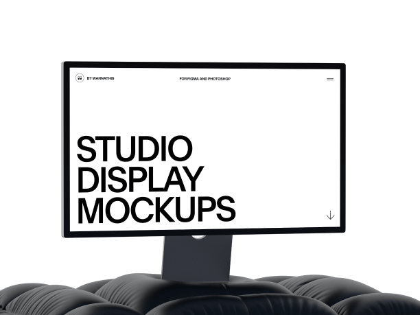 stylish studio display mockup on a black pillow