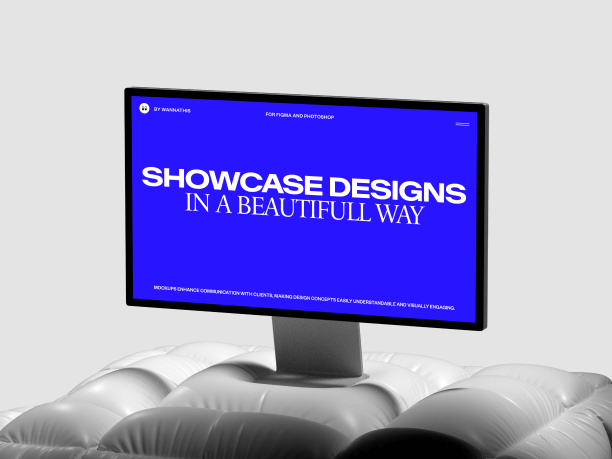 stylish studio display mockup on a white pillow