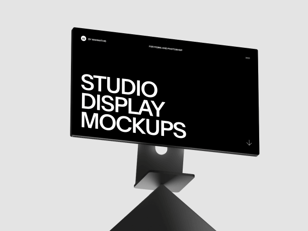 stylish studio display mockup on a thin edge