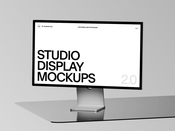 stylish studio display mockup on a glass table