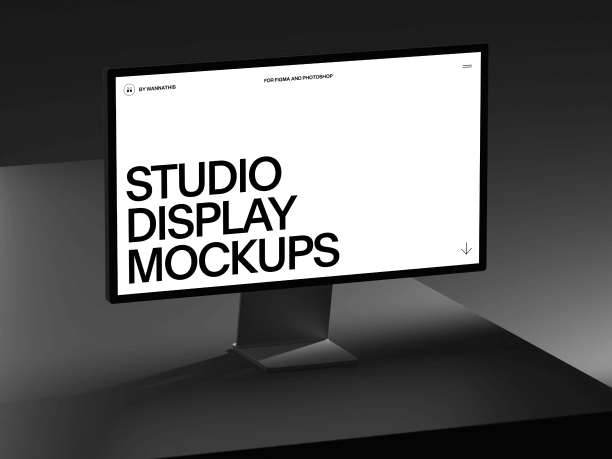 stylish studio display mockup on a black table
