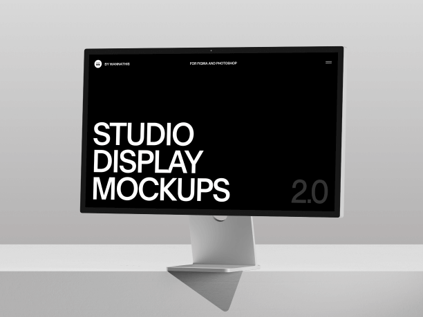 stylish free studio display mockup on a white table