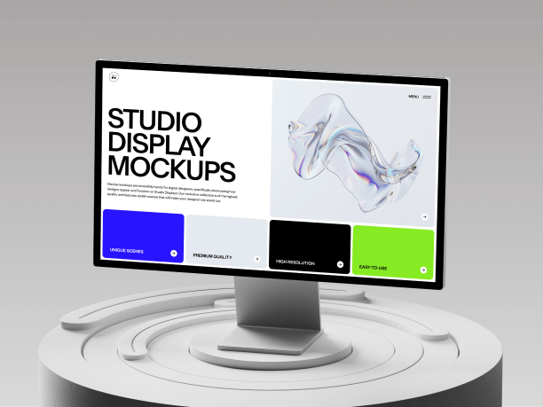 stylish studio display mockup in abstract environment