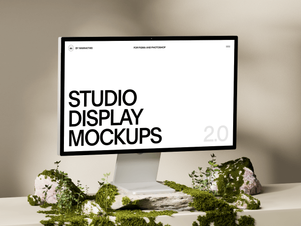 stylish studio display mockup on a white table 2