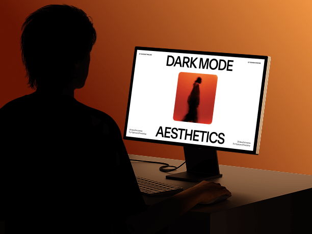 stylish desktop mockup with person silhouette