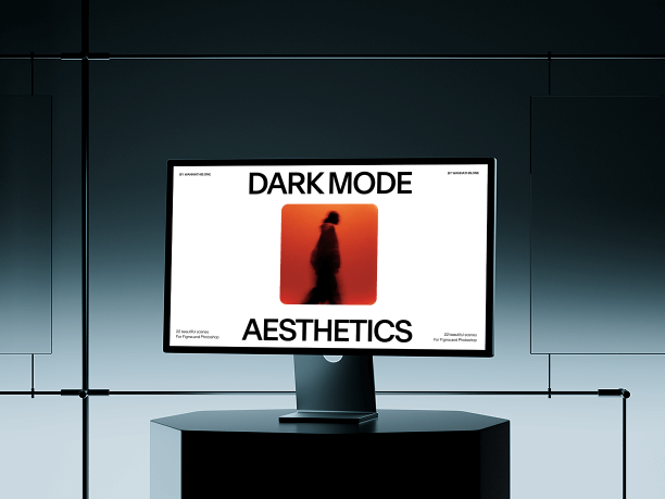 stylish desktop mockup in futuristic interior