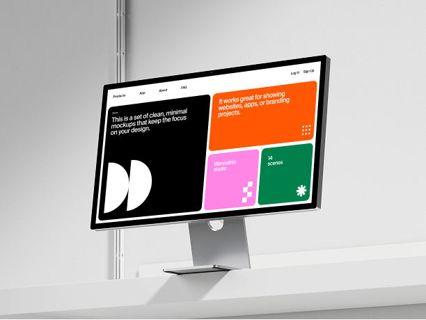 stylish desktop mockup on white table setup