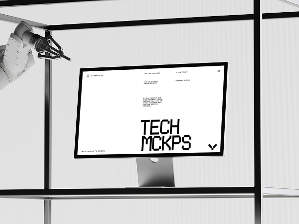 stylish desktop monitor mockup in tech frame