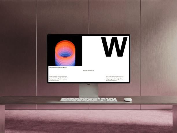 stylish studio display mockup with clean desk setup