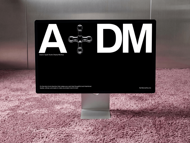 stylish wide studio display mockup close view