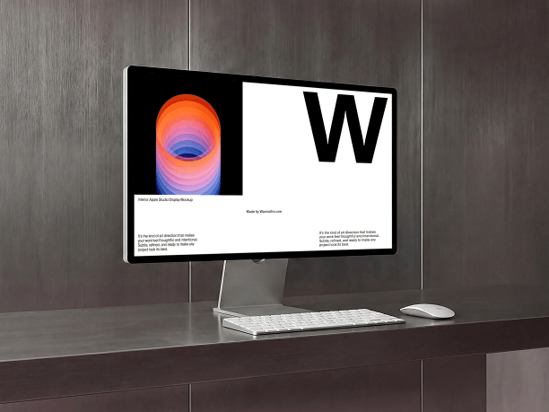 stylish studio display mockup with desk setup
