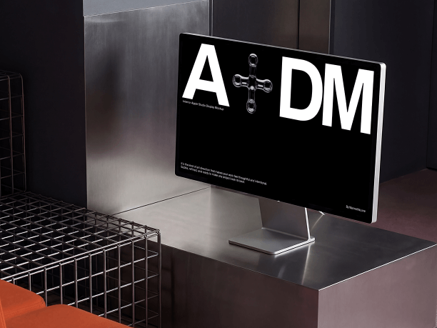 stylish studio display mockup on industrial counter