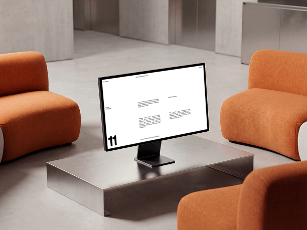 stylish studio display mockup with lounge seating