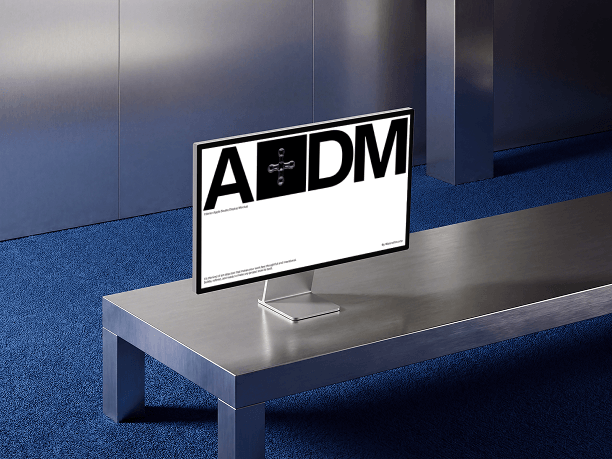 stylish wide studio display mockup on metal table