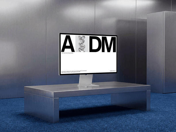 stylish studio display mockup on modern low table