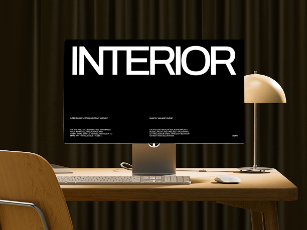 stylish studio display mockup with desk lamp scene