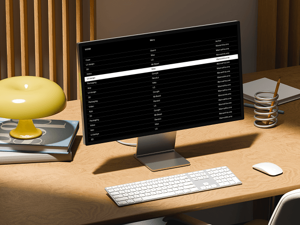 stylish studio display mockup on modern work desk