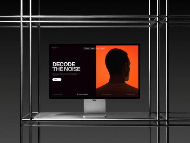 stylish apple studio display in metal frame mockup