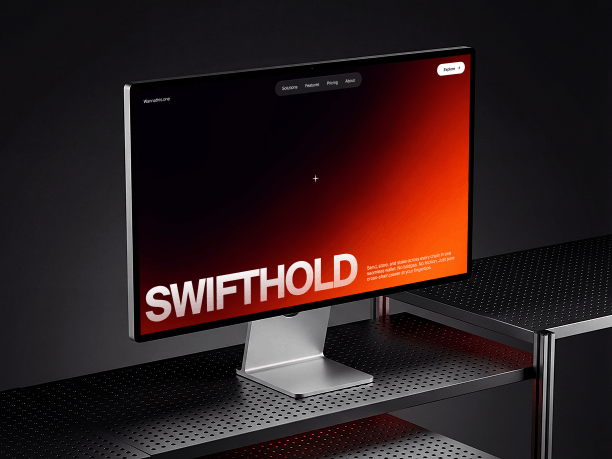 stylish apple studio display side angle mockup