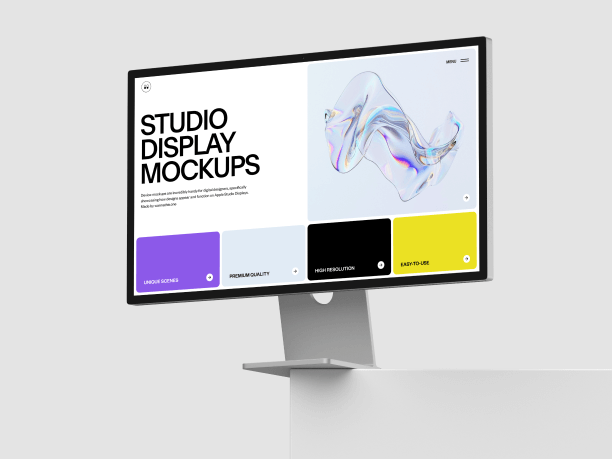 stylish studio display mockup on a white table